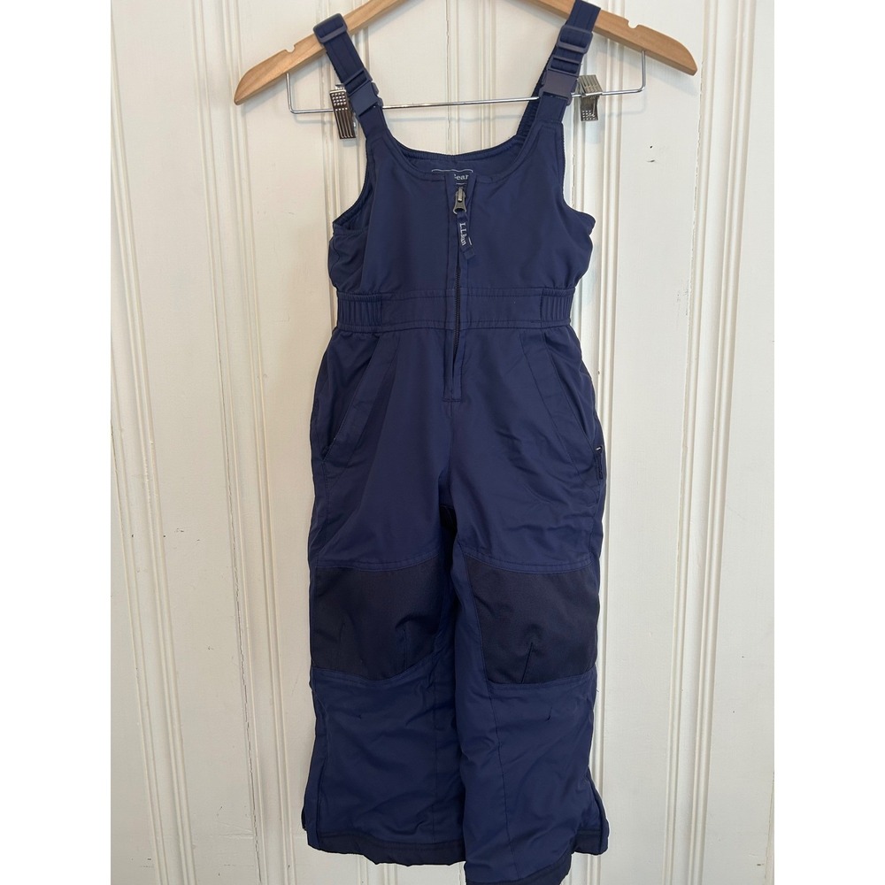 LL Bean Kids Navy Blue Insulated Snow Bibs Overalls Size 4 Ski Pants